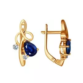 Серьги из красного золота с сапфирами и бриллиантами 2020473 №11 1