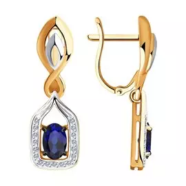 Серьги из красного золота с сапфирами и бриллиантами 2020965