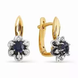 Серьги из красного золота с сапфирами и бриллиантами 21061-102