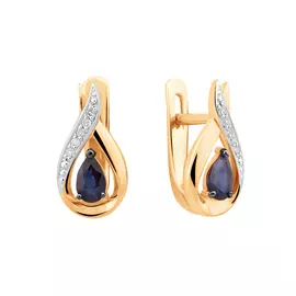 Серьги из красного золота с сапфирами и бриллиантами 21-9153-11-03