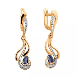 Серьги из красного золота с сапфирами и бриллиантами 21-9166-11-03