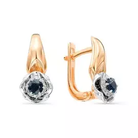 Серьги из красного золота с сапфирами и бриллиантами 22463-102