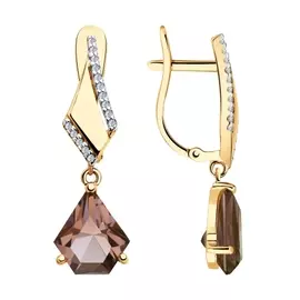 Серьги из красного золота с ситалами и фианитами 725770