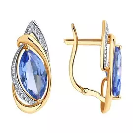 Серьги из красного золота с ситалами и фианитами 727166