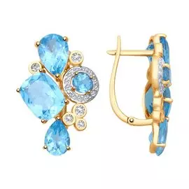 Серьги из красного золота с топазами 725307