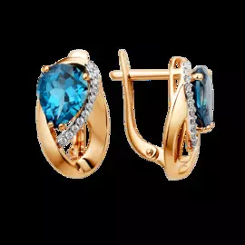 Серьги из красного золота с топазами и фианитами 005182-1312