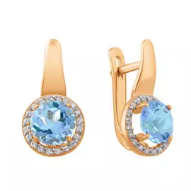 Серьги из красного золота с топазами и фианитами 21-0080-11-10