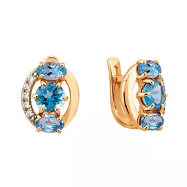 Серьги из красного золота с топазами и фианитами 21-1227-11-10