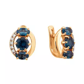 Серьги из красного золота с топазами и фианитами 21-1227-11-15