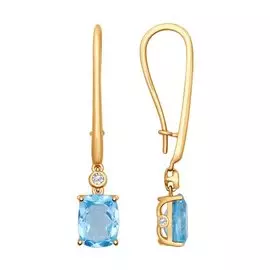 Серьги из красного золота с топазами и фианитами 725231