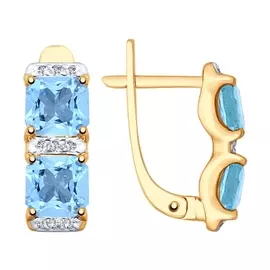 Серьги из красного золота с топазами и фианитами 725347