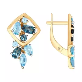 Серьги из красного золота с топазами и фианитами 725616