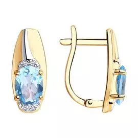 Серьги из красного золота с топазами и фианитами 726003