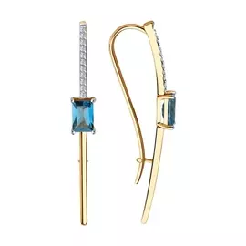 Серьги из красного золота с топазами и фианитами 726944