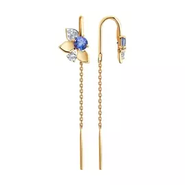 Серьги из красного золота с топазами и фианитами 726985