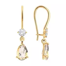 Серьги из красного золота с топазами и фианитами 727181