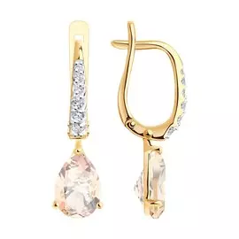 Серьги из красного золота с топазами и фианитами 727196