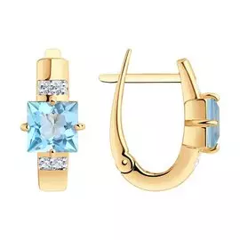 Серьги из красного золота с топазами и фианитами 727506