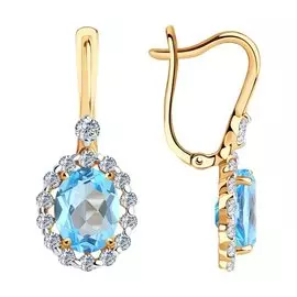 Серьги из красного золота с топазами и фианитами 727529