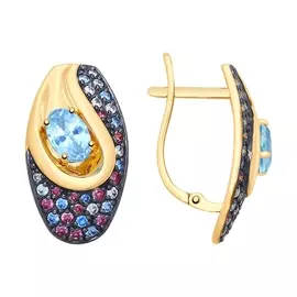 Серьги из красного золота с топазами и фианитами sw 725521