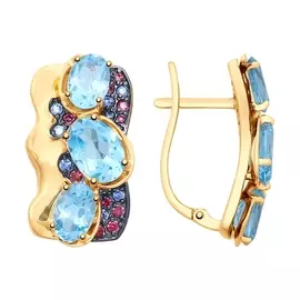 Серьги из красного золота с топазами и фианитами sw 725525