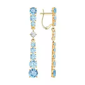 Серьги из красного золота с топазами и фианитом 727179