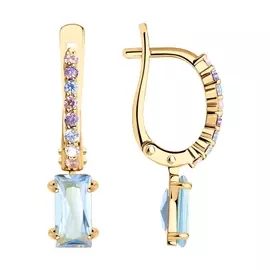 Серьги из красного золота с топазами и фианитом 727358