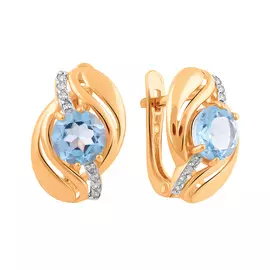 Серьги из красного золота с топазами и куб. цирконием с3996V61