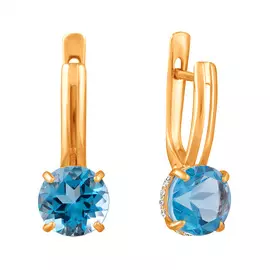 Серьги из красного золота с топазами Swiss и фианитами 21-0090-11-10