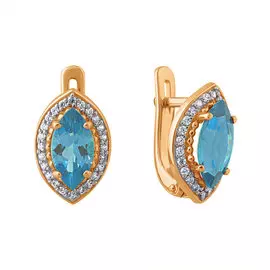 Серьги из красного золота с топазами swiss и фианитами 21-0906-11-10