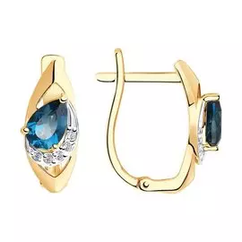 Серьги из красного золота с топазамии фианитами 725963