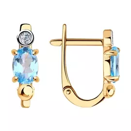 Серьги из красного золота с топазом и фианитами 727346