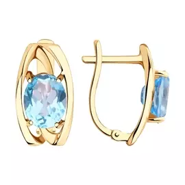 Серьги из красного золота с топазом и топазом swiss 727073