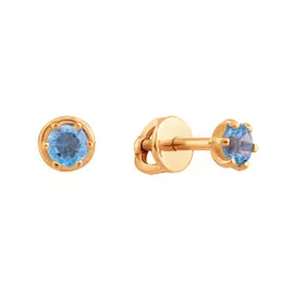 Серьги из красного золота с топазом и топазом свиссом 21-1410-11-10