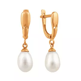 Серьги из красного золота с жемчугом 004382-1600