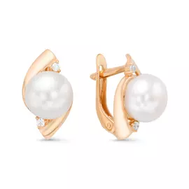 Серьги из красного золота с жемчугом 22632A1