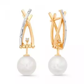 Серьги из красного золота с жемчугом и фианитами 32299A1