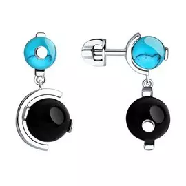 Серьги из серебра с агатом и бирюзой 83020080