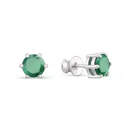 Серьги из серебра с агатом с родированием 02-1194/00АГ-00