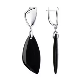 Серьги из серебра с агатом с родированием 83020152