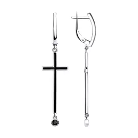 Серьги из серебра с эмалью с фианитами и эмалями 94023795