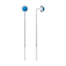 Серьги из серебра с эмалью с родированием 94022719