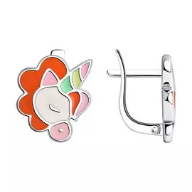 Серьги из серебра с эмалью с родированием 94024030