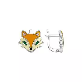 Серьги из серебра с эмалью с родированием 94024120