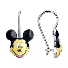 Серьги из серебра с эмалью с родированием 94024253