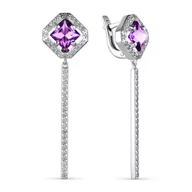 Серьги из серебра с аметистами и фианитами 02-1547/00АМ-00