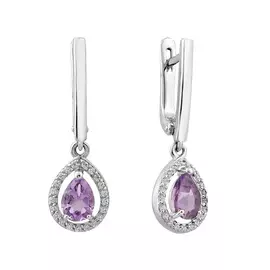 Серьги из серебра с аметистами и фианитами 21-0988-23-07