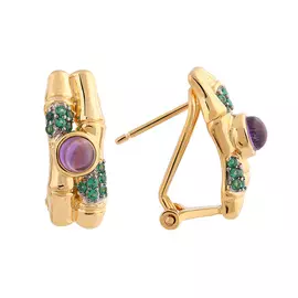 Серьги из серебра с аметистами и шпинелью с позолотой И2-1135-27-61