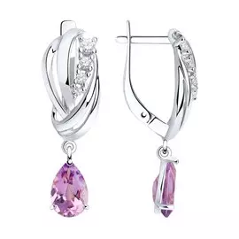 Серьги из серебра с аметистом и фианитами 92022259