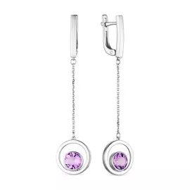 Серьги из серебра с аметистом с родированием 02-1772/00АМ-00
